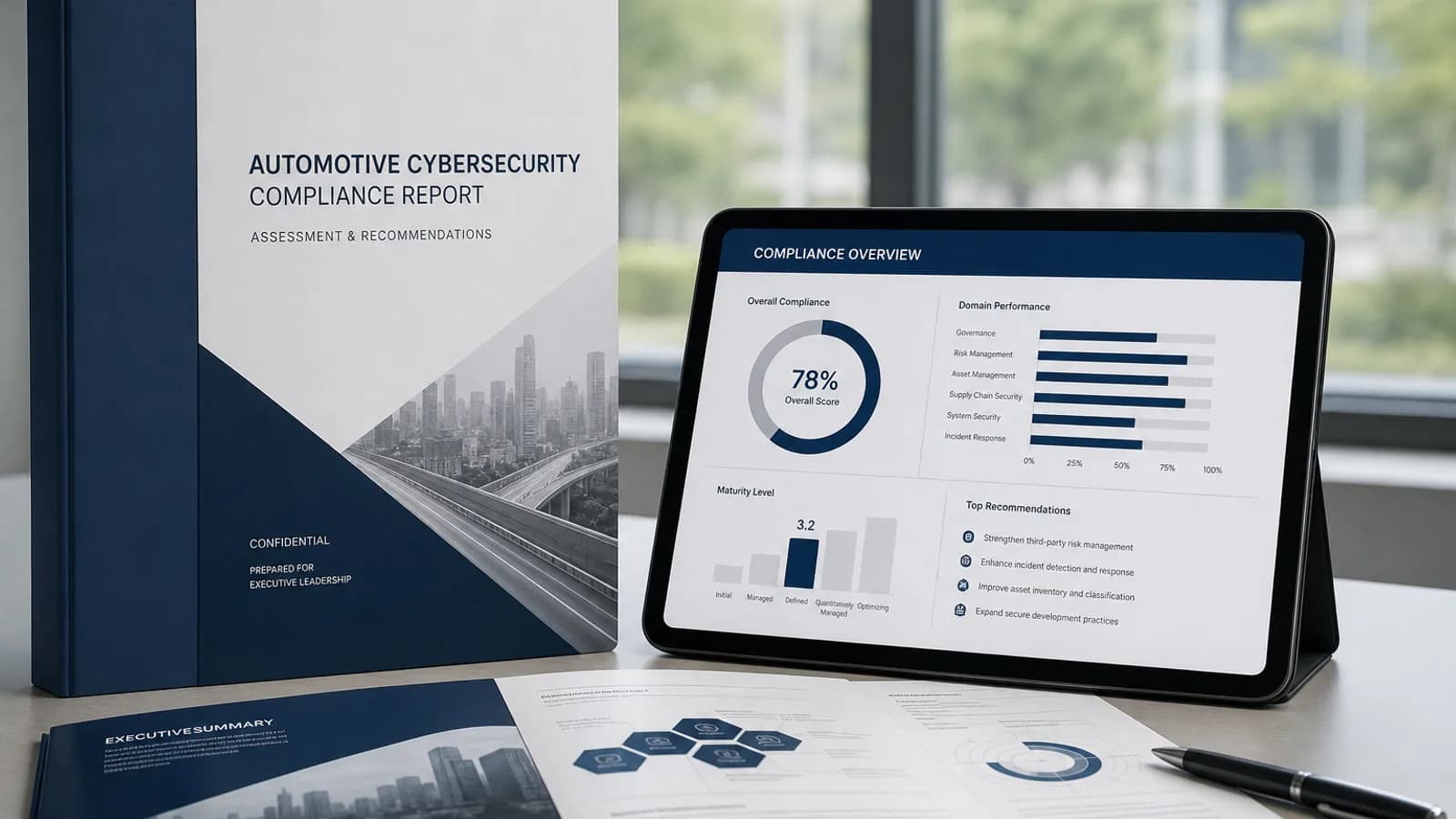 Vehicle Security Scanner reporting summary for engineering stakeholders